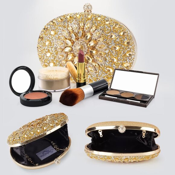 Rhinestone Evening Clutch for Women  Sparkly Crystal Purse for Wedding Party - Picture 7 of 8